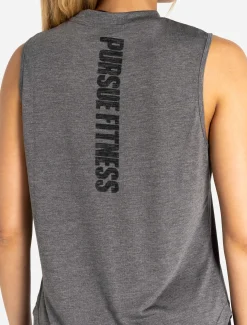 Oversized Graphic Tank Charcoal Black