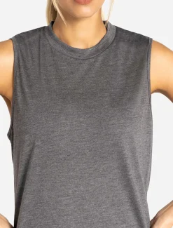 Oversized Graphic Tank Charcoal Black