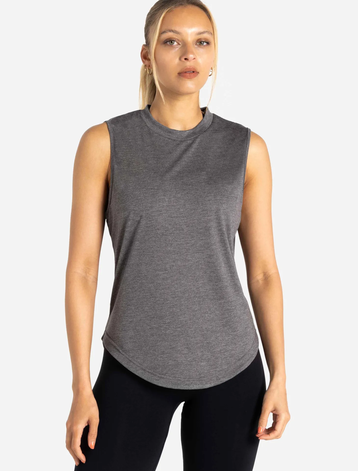 Oversized Graphic Tank Charcoal Black