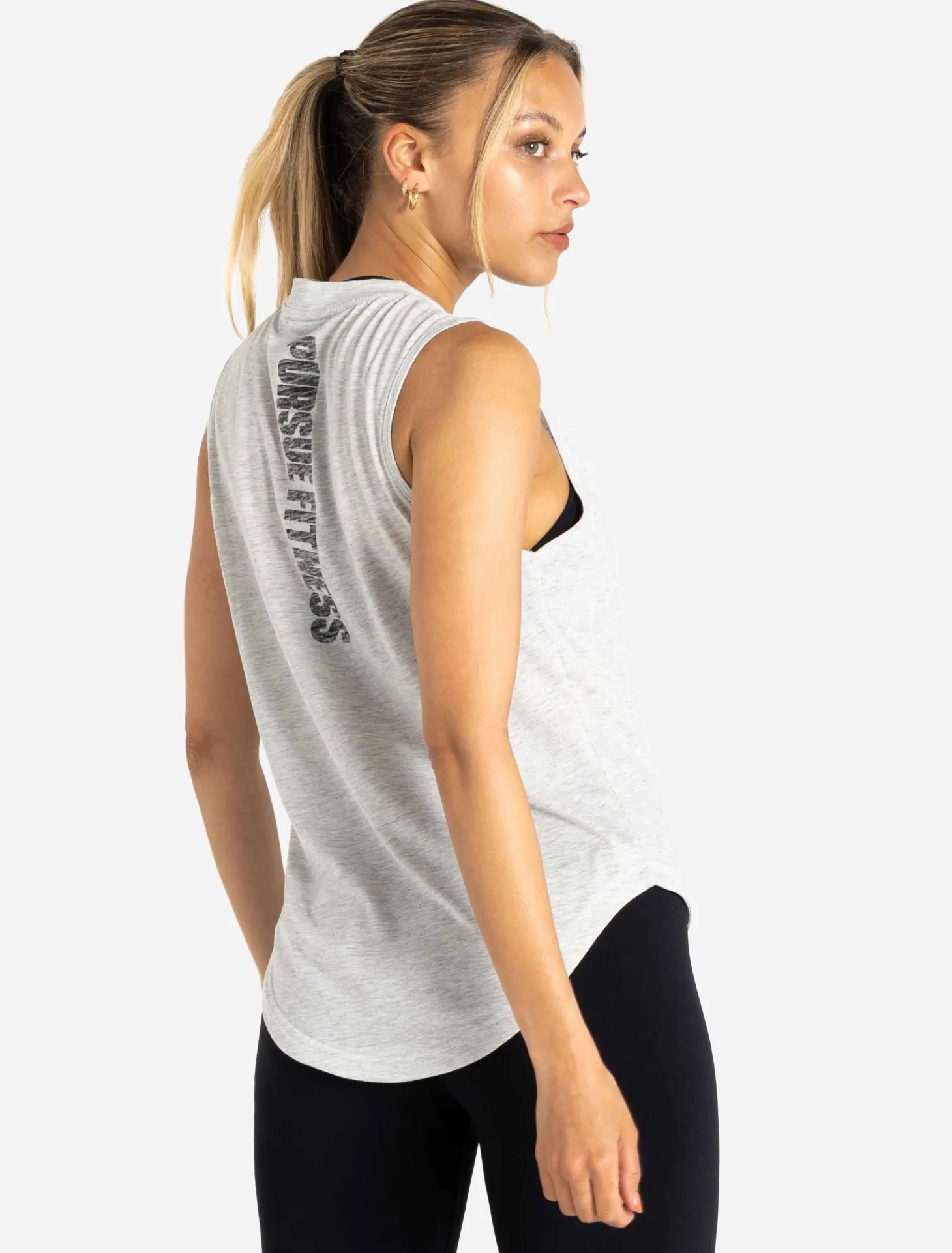Oversized Graphic Tank Light Grey