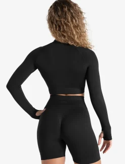 Scrunch Seamless Crop 1/2 Zip Blackout