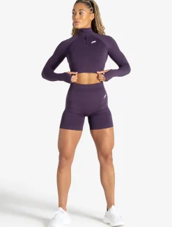 Scrunch Seamless Crop 1/2 Zip Blackberry