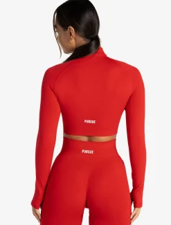 Scrunch Seamless Crop 1/2 Zip Candy Red