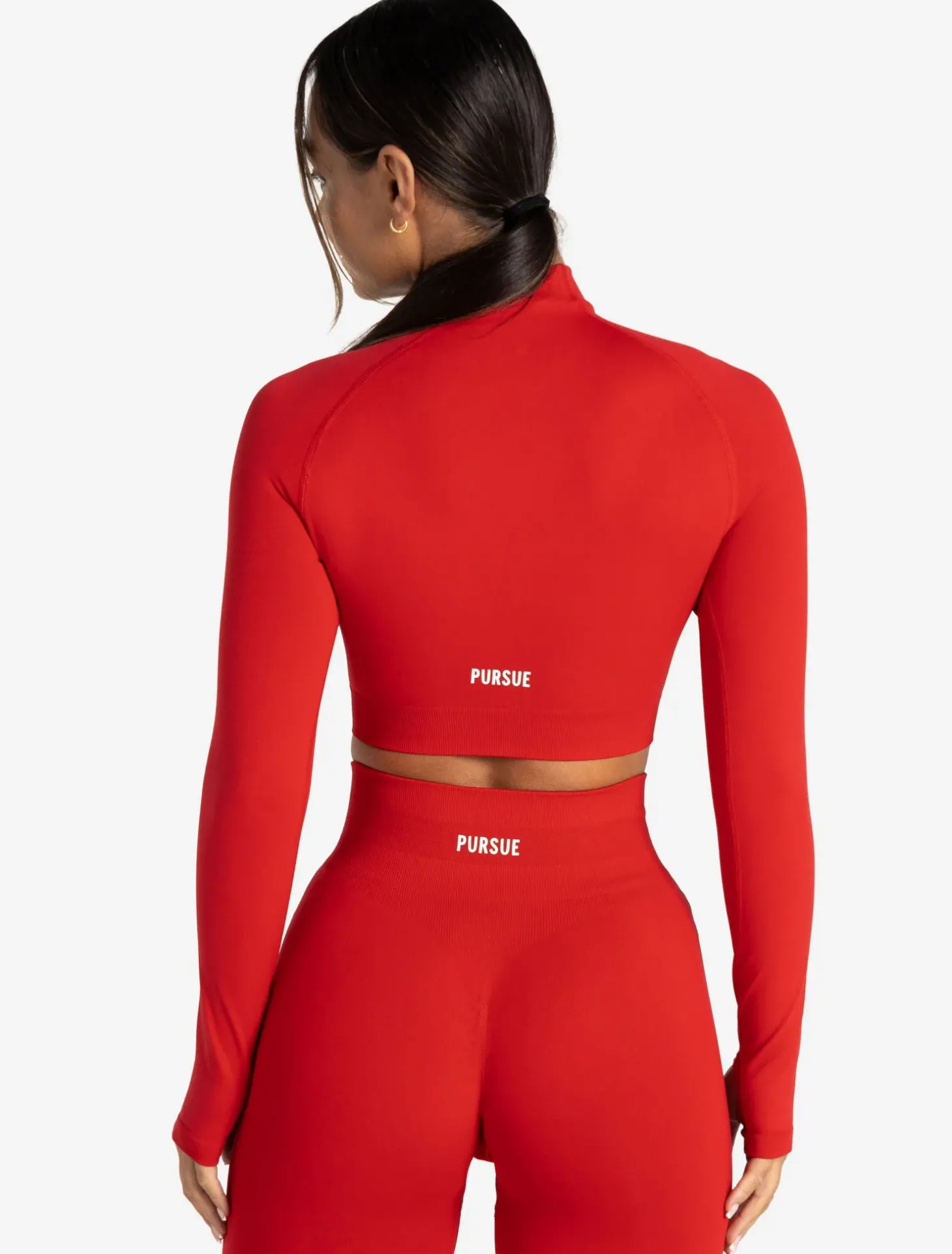 Scrunch Seamless Crop 1/2 Zip Candy Red