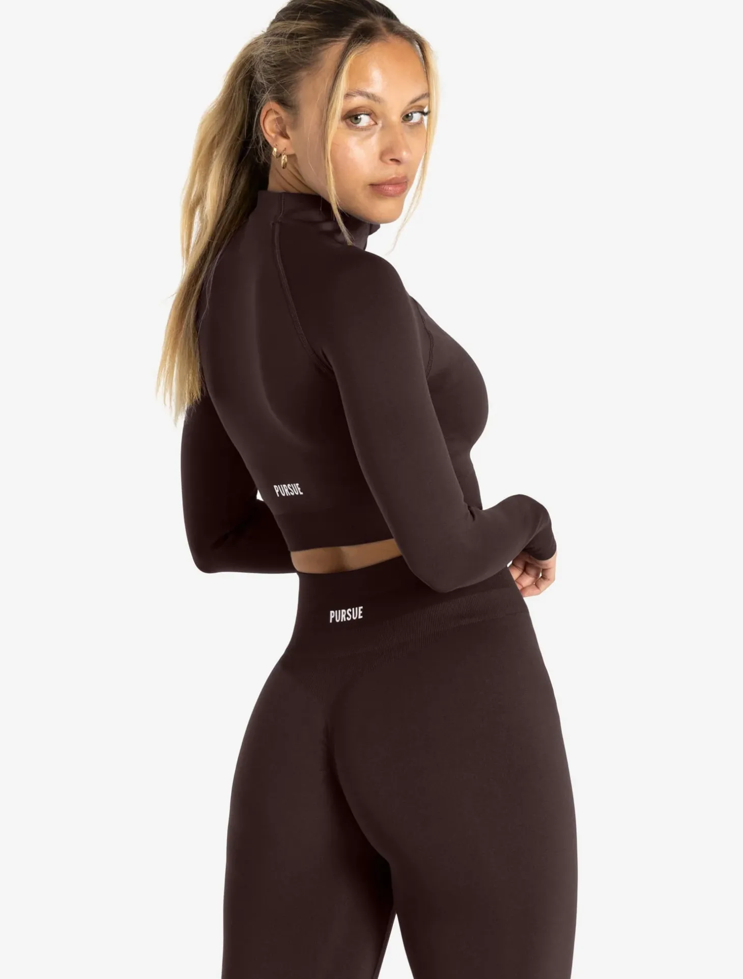 Scrunch Seamless Crop 1/2 Zip Chocolate Plum