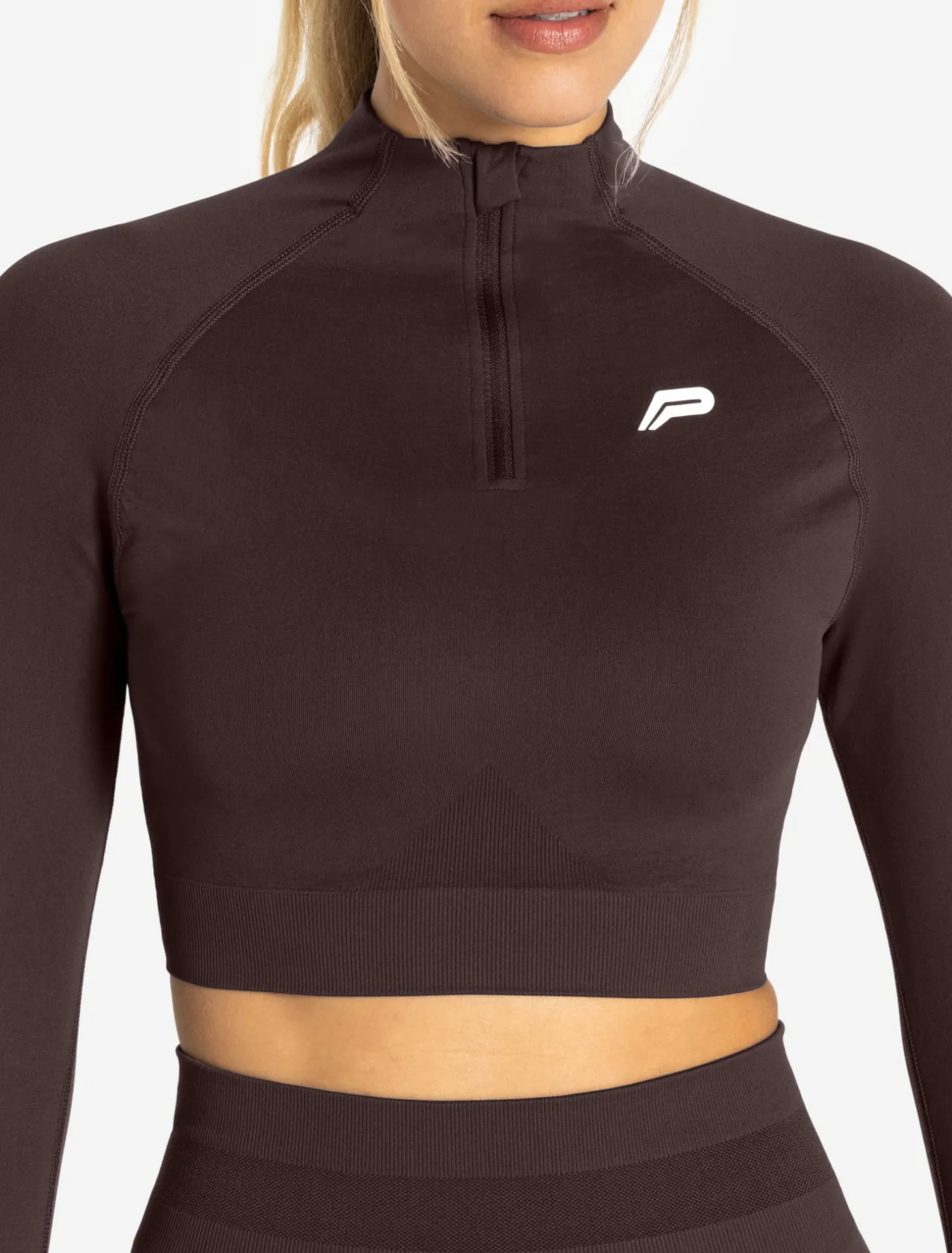 Scrunch Seamless Crop 1/2 Zip Chocolate Plum