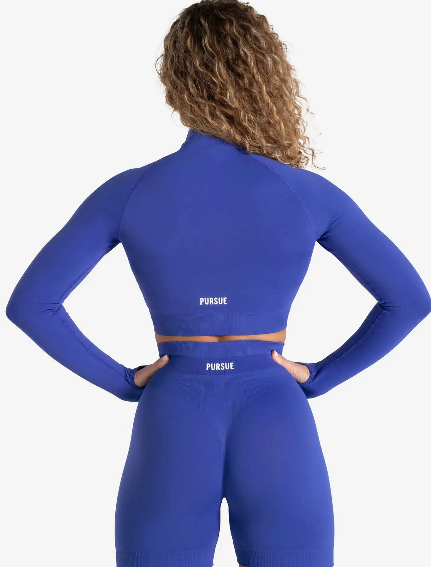 Scrunch Seamless Crop 1/2 Zip Cobalt Blue