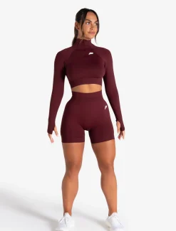 Scrunch Seamless Crop 1/2 Zip Dark Cherry