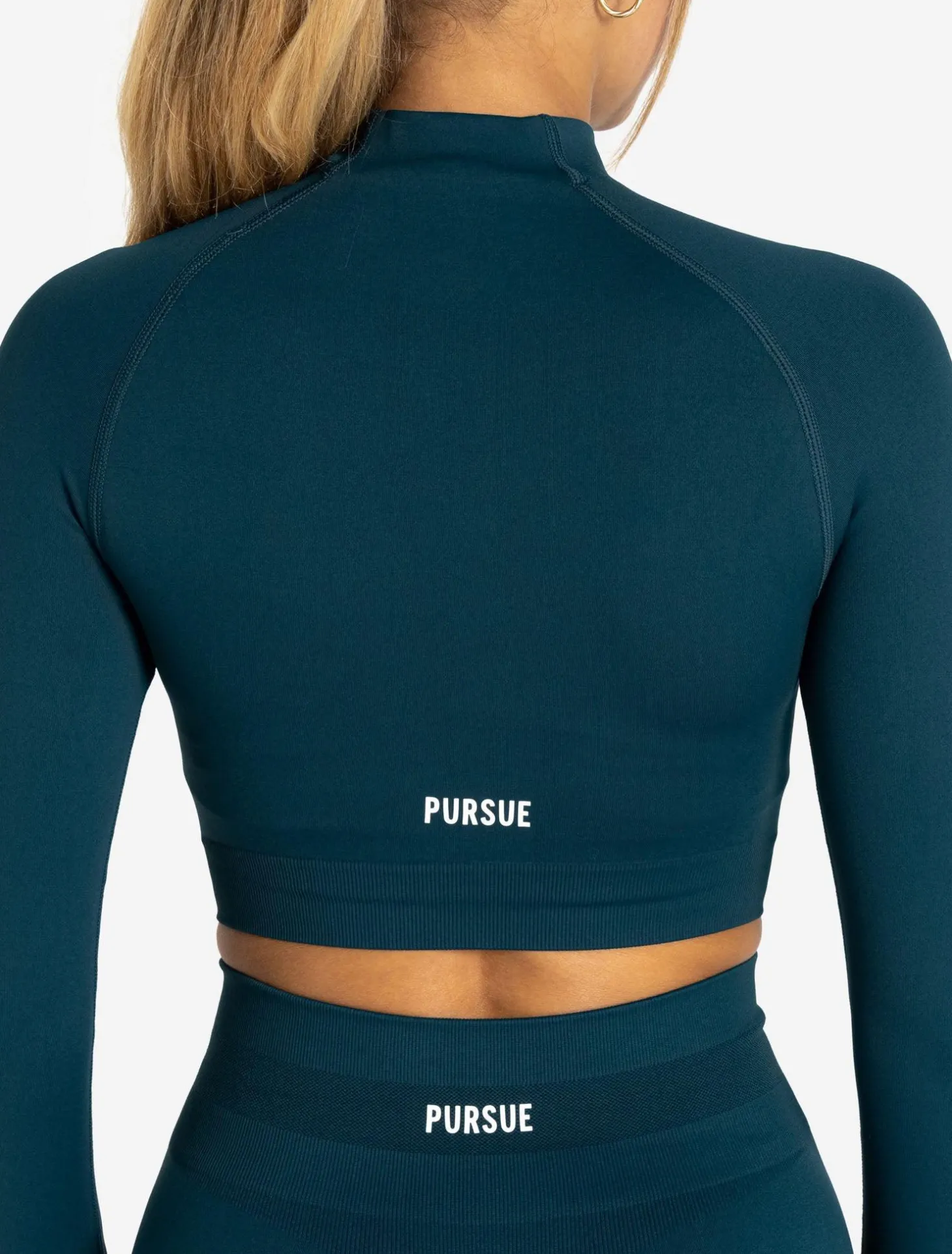 Scrunch Seamless Crop 1/2 Zip Dark Teal