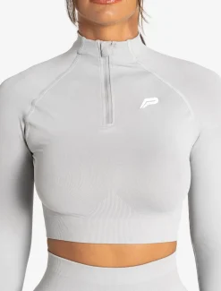Scrunch Seamless Crop 1/2 Zip Grey