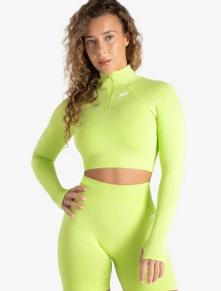 Scrunch Seamless Crop 1/2 Zip Lime Zest