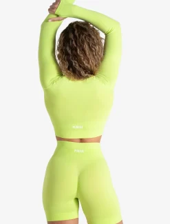 Scrunch Seamless Crop 1/2 Zip Lime Zest