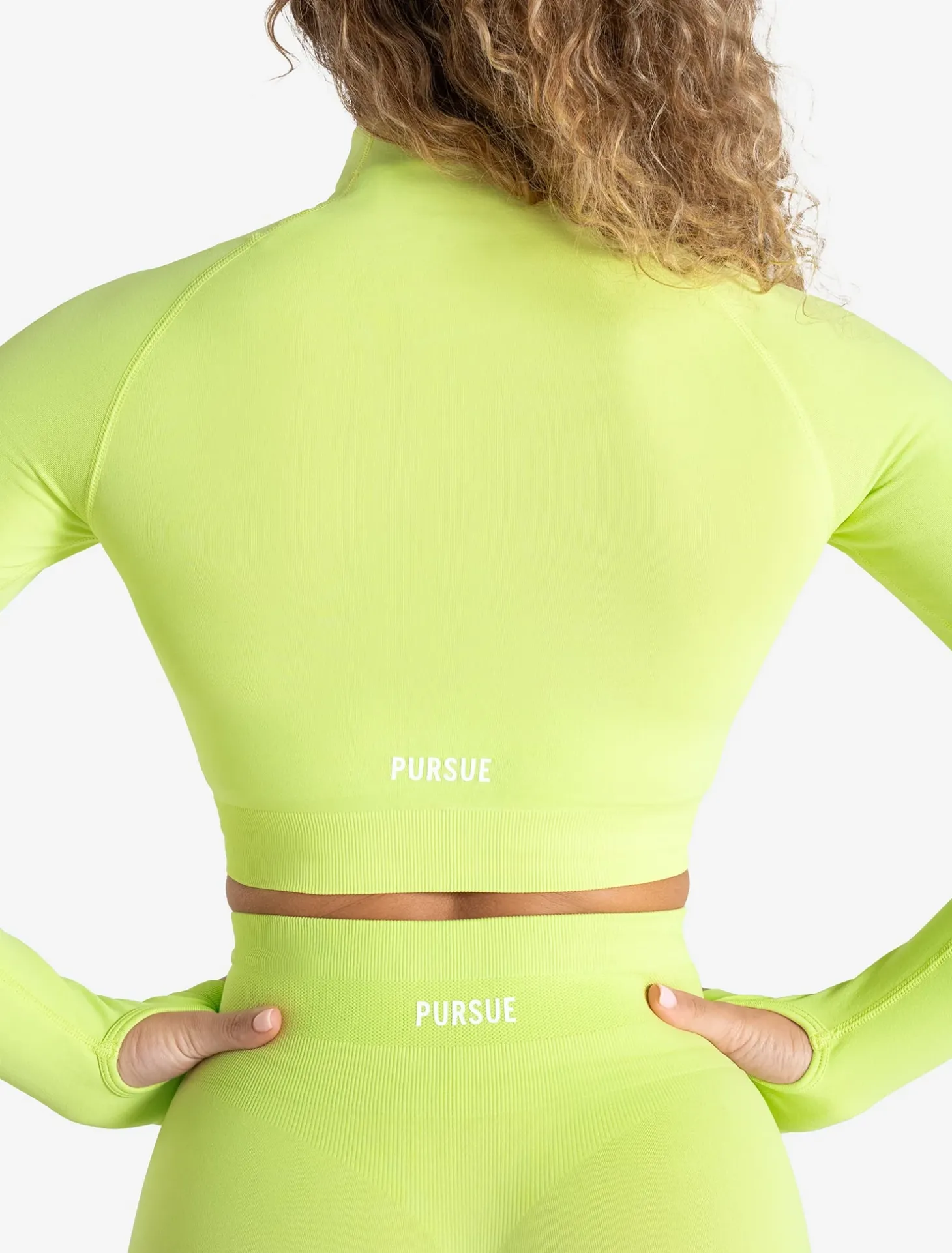Scrunch Seamless Crop 1/2 Zip Lime Zest