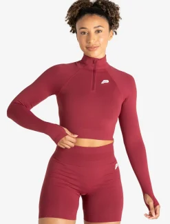 Scrunch Seamless Crop 1/2 Zip Raspberry