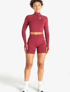 Scrunch Seamless Crop 1/2 Zip Raspberry