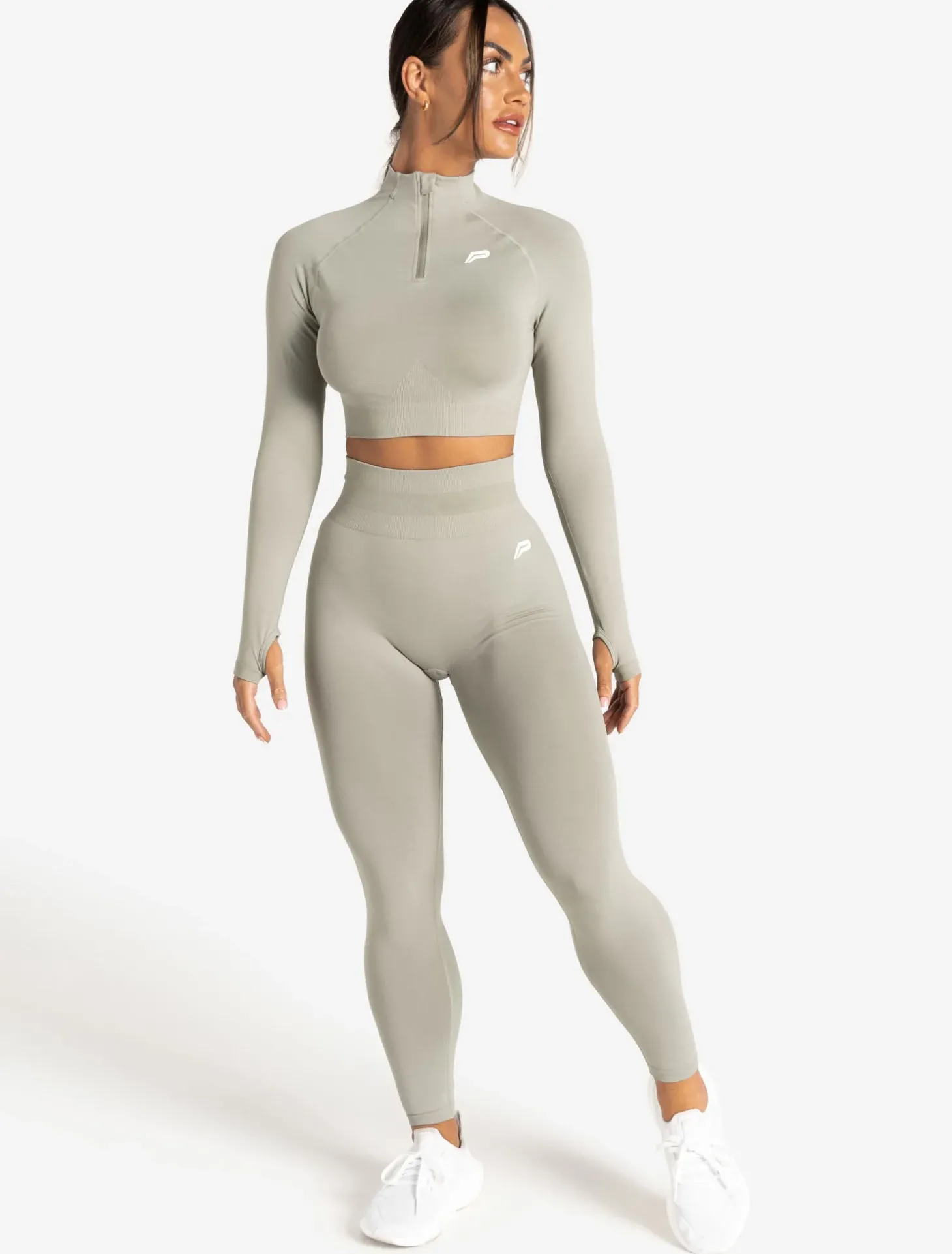Scrunch Seamless Crop 1/2 Zip Sage