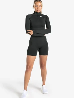 Scrunch Seamless Crop 1/2 Zip Woodland Grey