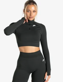 Scrunch Seamless Crop 1/2 Zip Woodland Grey
