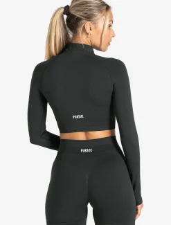 Scrunch Seamless Crop 1/2 Zip Woodland Grey