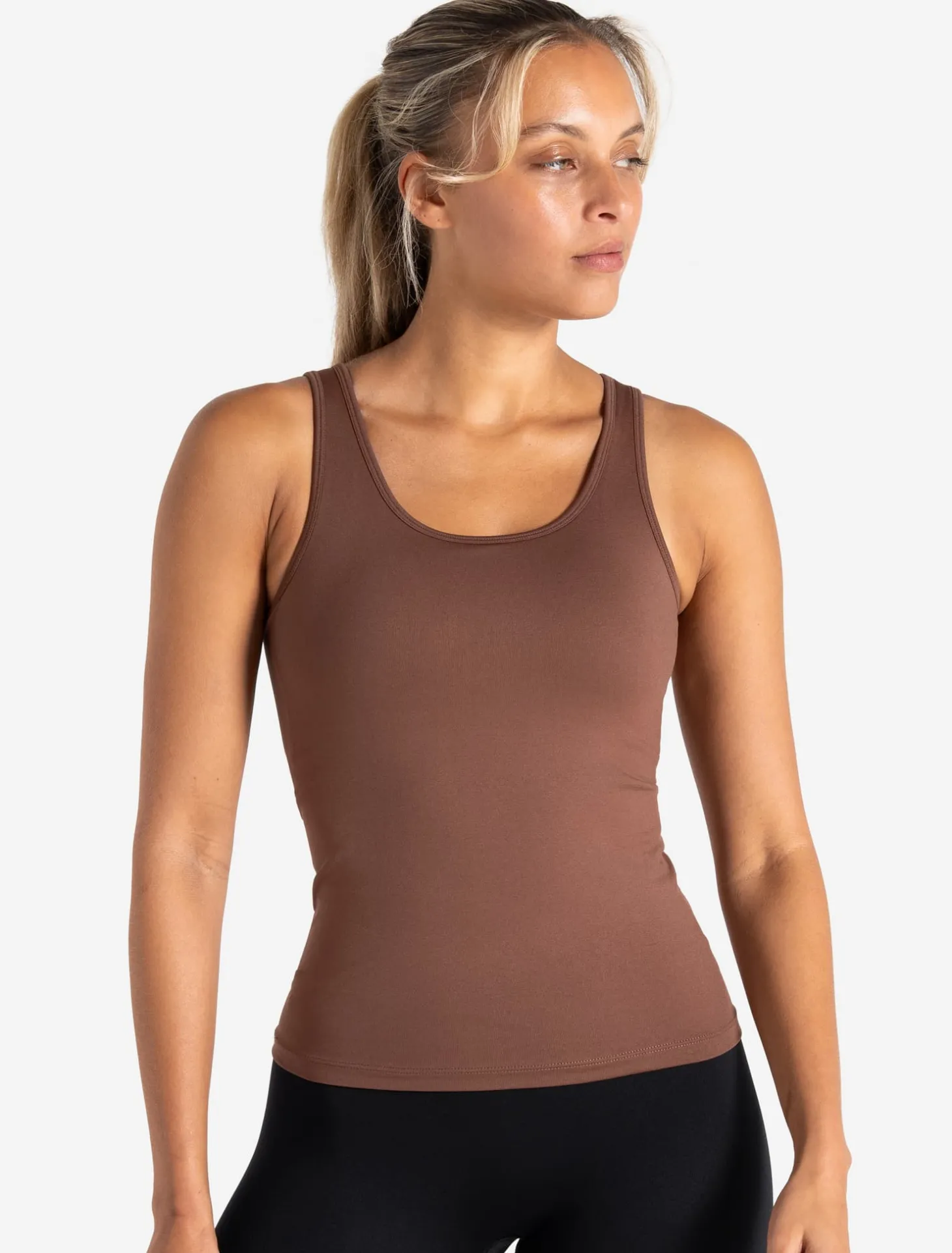 Sculpt Seamless Built-In Bra Vest Cocoa Brown