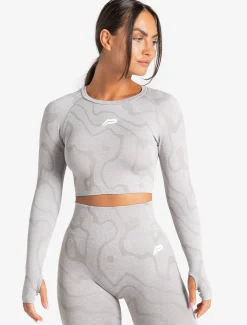 Sustainable Seamless Long Sleeve Crop Top Cloud Grey