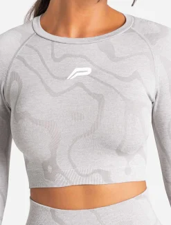 Sustainable Seamless Long Sleeve Crop Top Cloud Grey