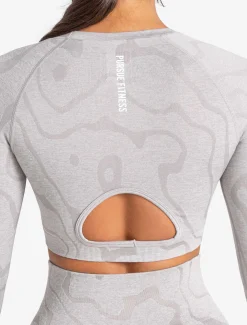 Sustainable Seamless Long Sleeve Crop Top Cloud Grey