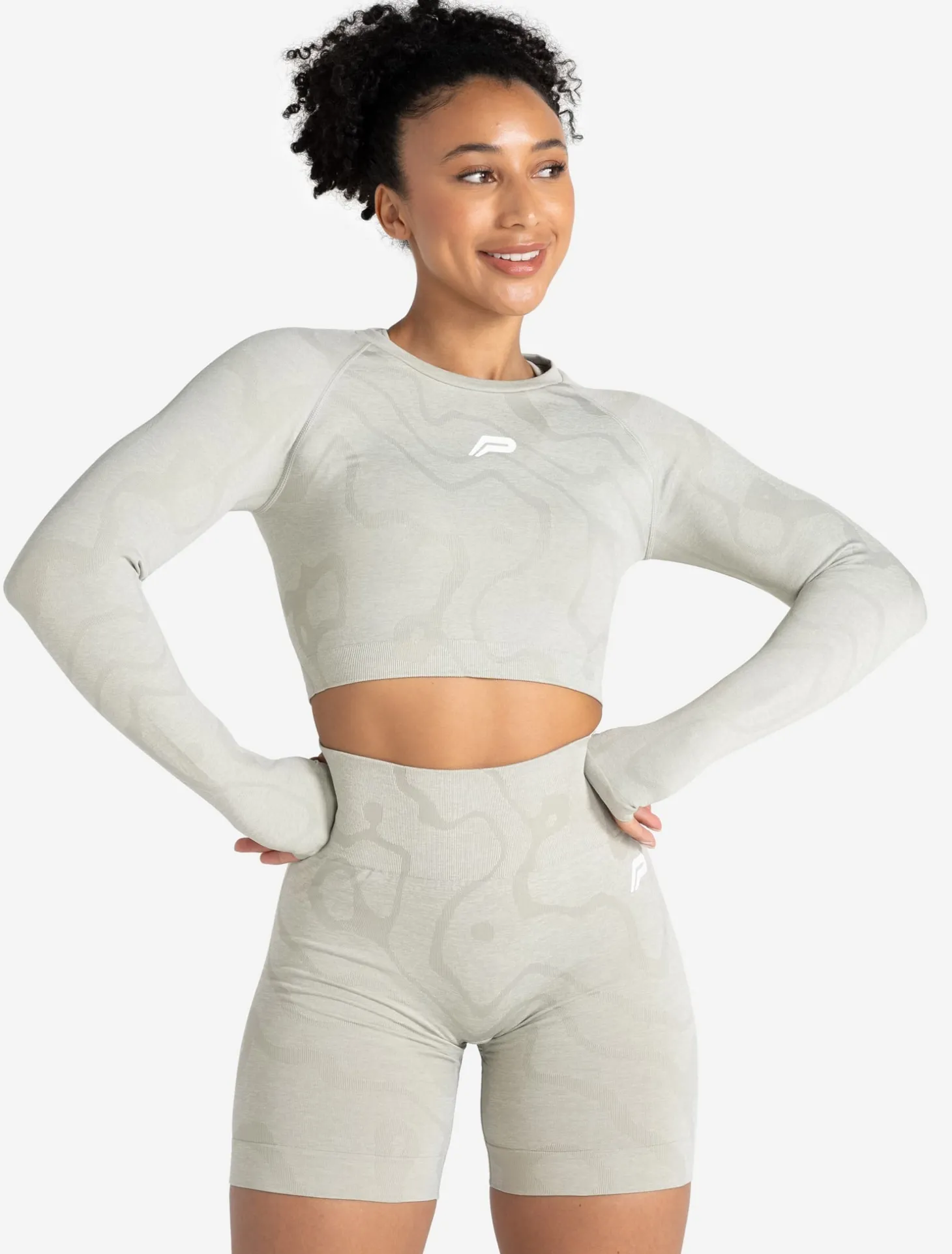 Sustainable Seamless Long Sleeve Crop Top Sage Green