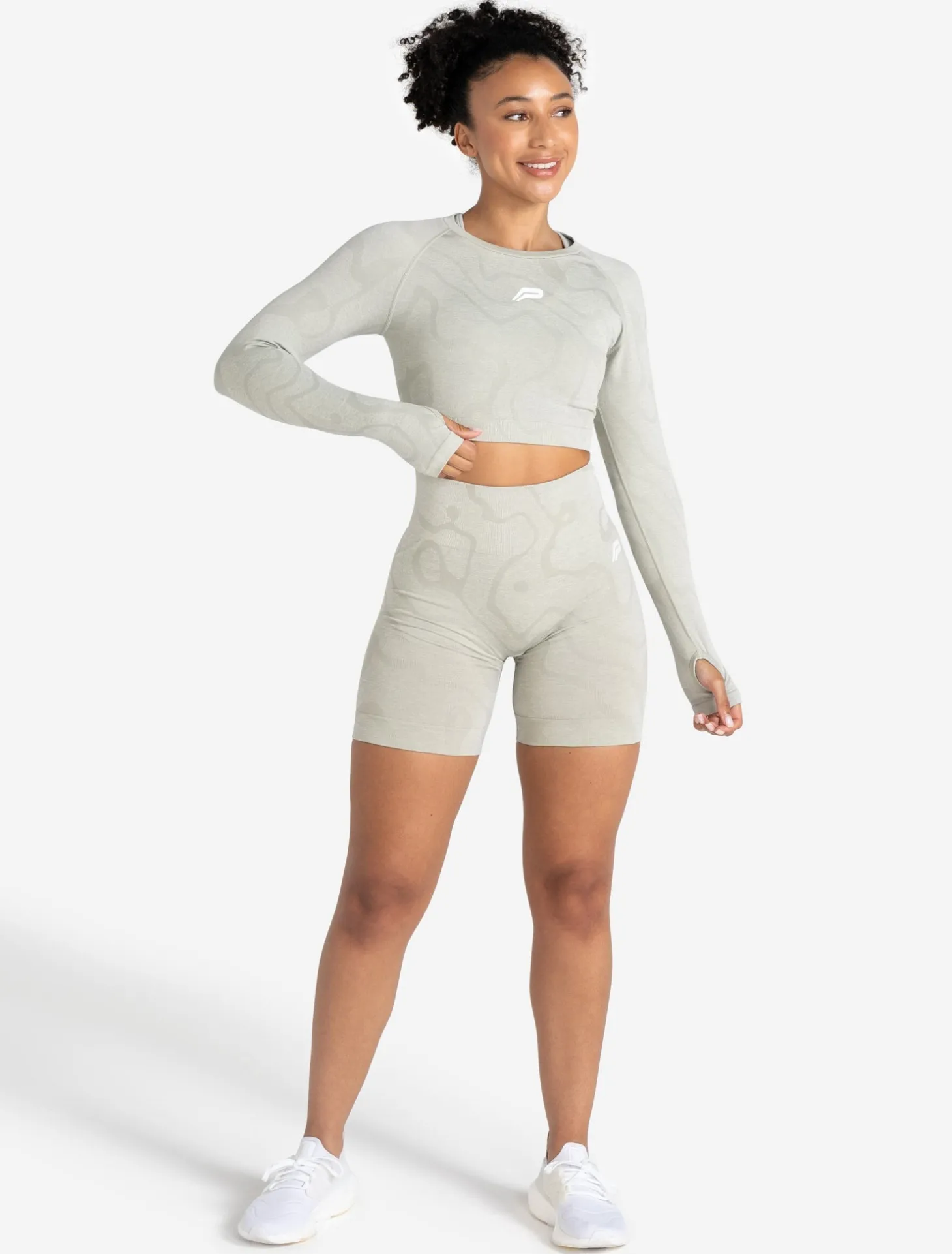 Sustainable Seamless Long Sleeve Crop Top Sage Green