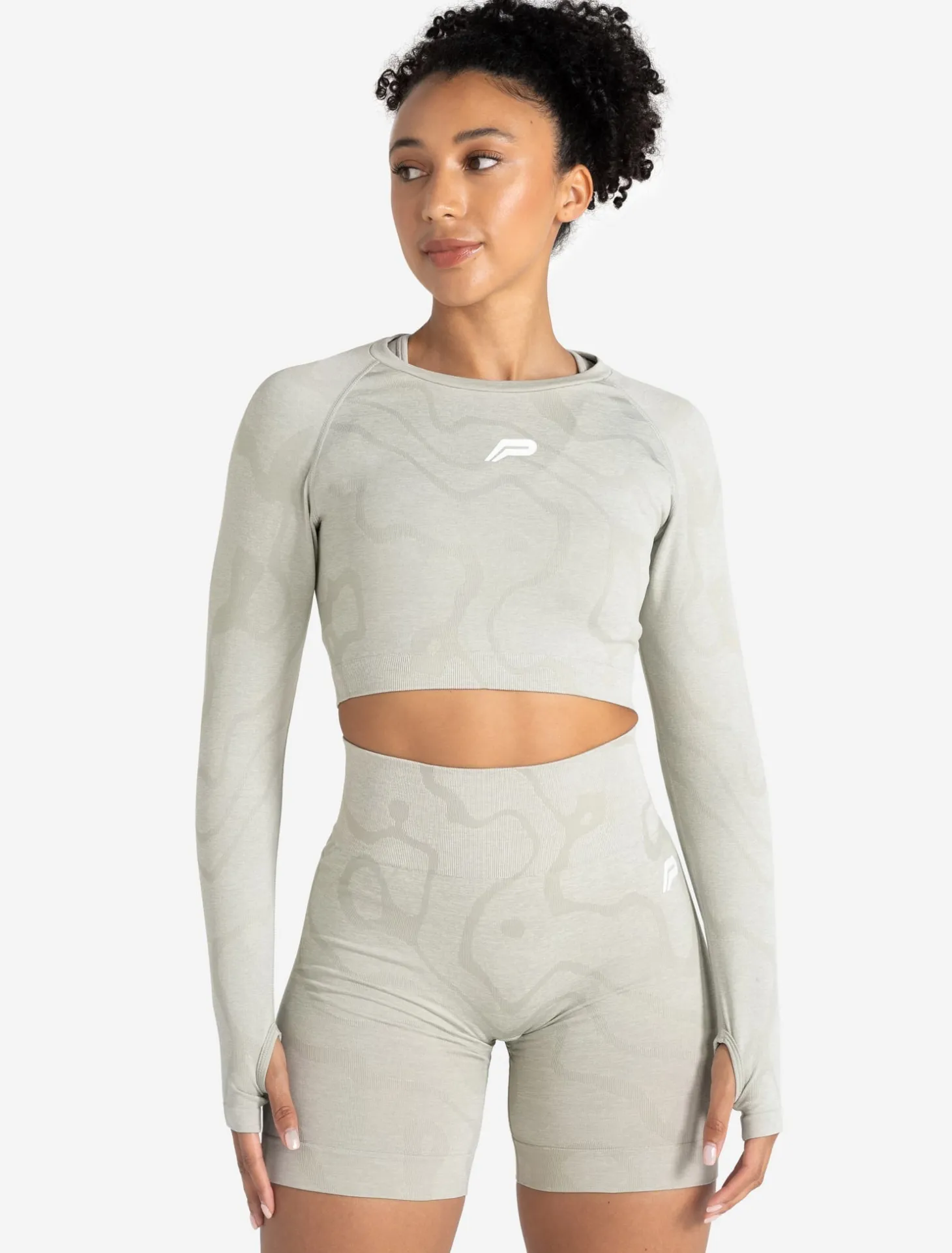 Sustainable Seamless Long Sleeve Crop Top Sage Green