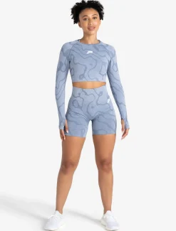 Sustainable Seamless Long Sleeve Crop Top Blue