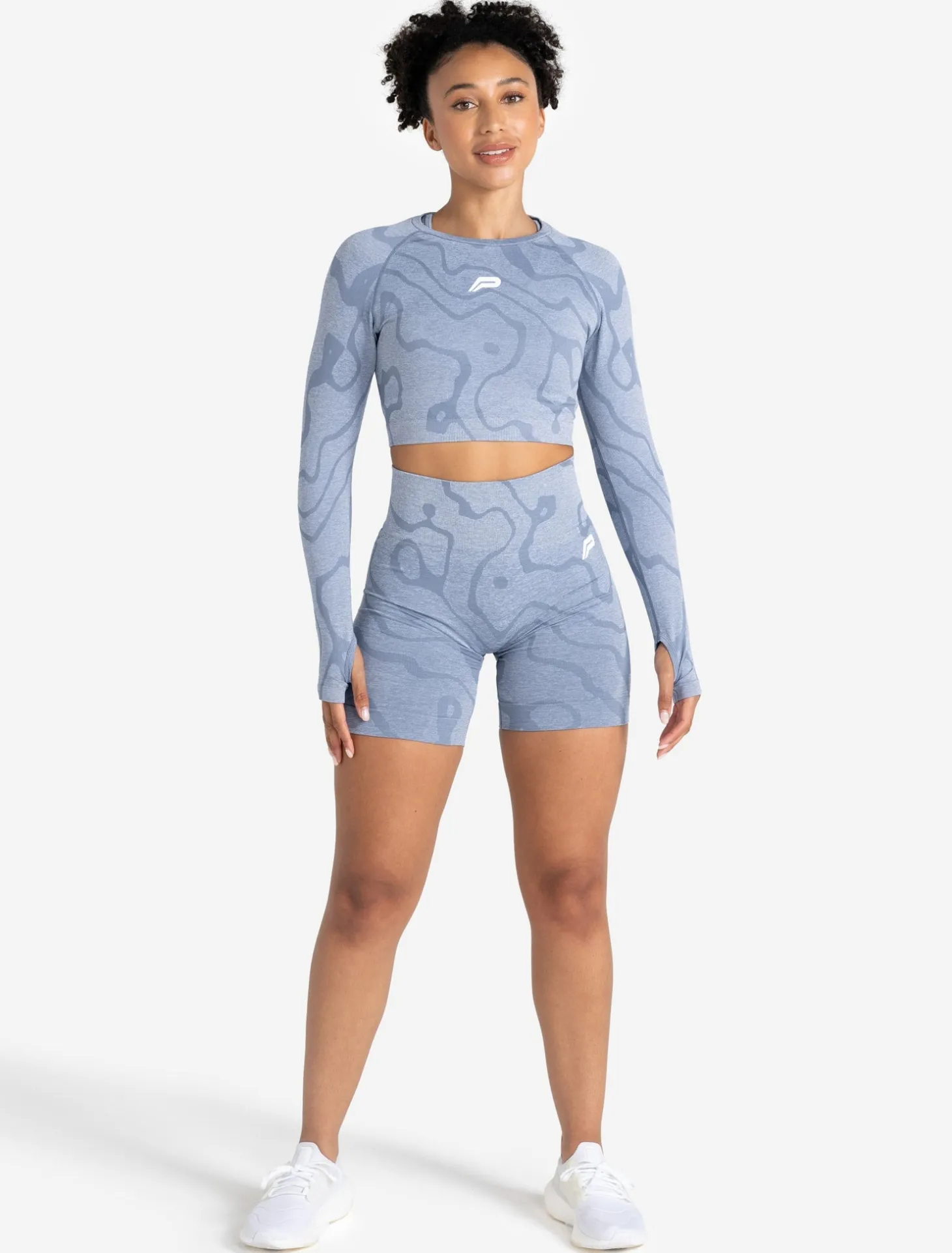 Sustainable Seamless Long Sleeve Crop Top Blue