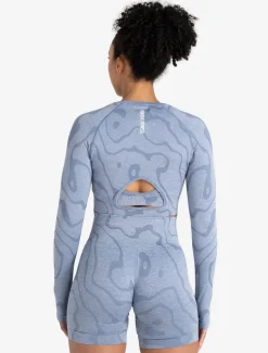 Sustainable Seamless Long Sleeve Crop Top Blue