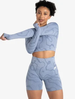 Sustainable Seamless Long Sleeve Crop Top Blue
