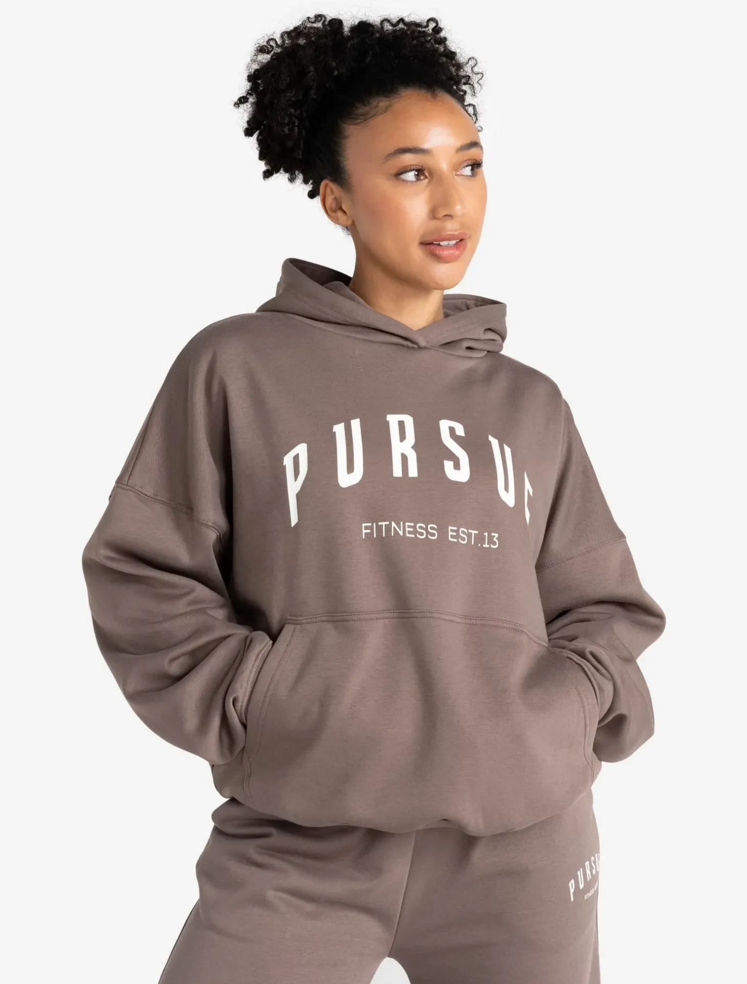 Varsity Oversized Hoodie Taupe