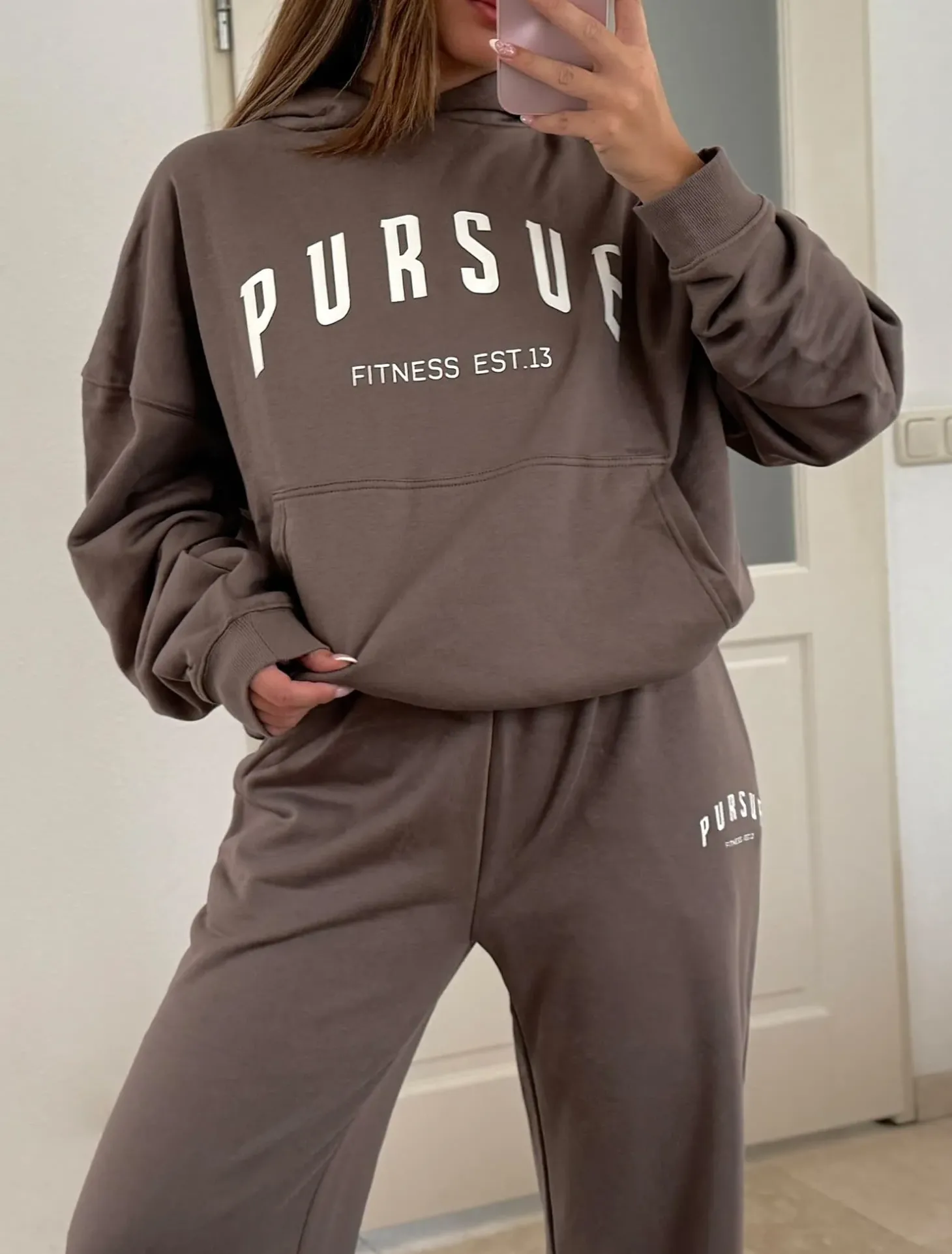 Varsity Oversized Hoodie Taupe