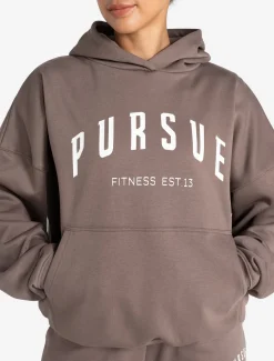 Varsity Oversized Hoodie Taupe