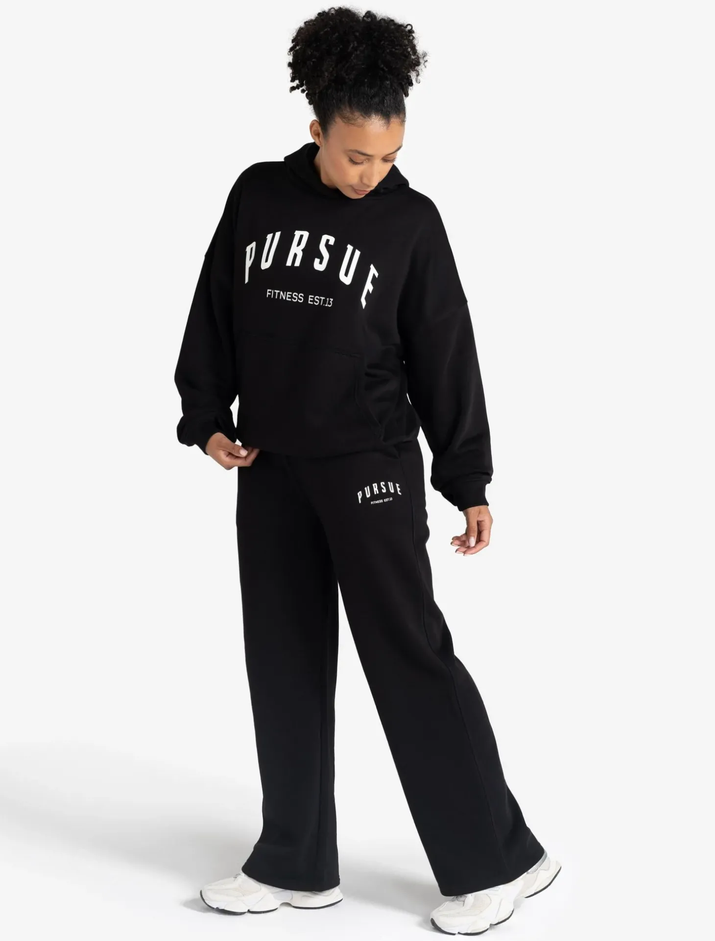 Varsity Wide Leg Joggers Black