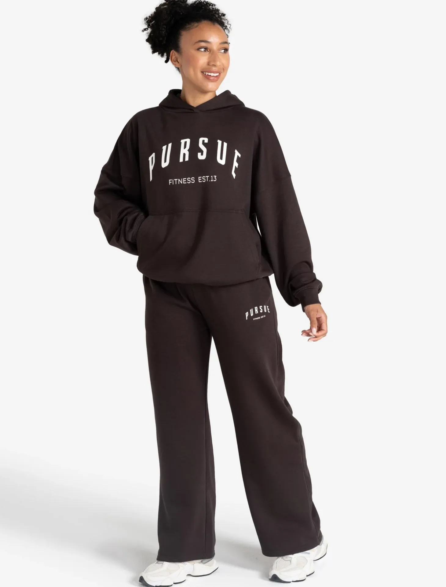 Varsity Wide Leg Joggers Espresso