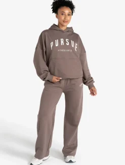Varsity Wide Leg Joggers Taupe