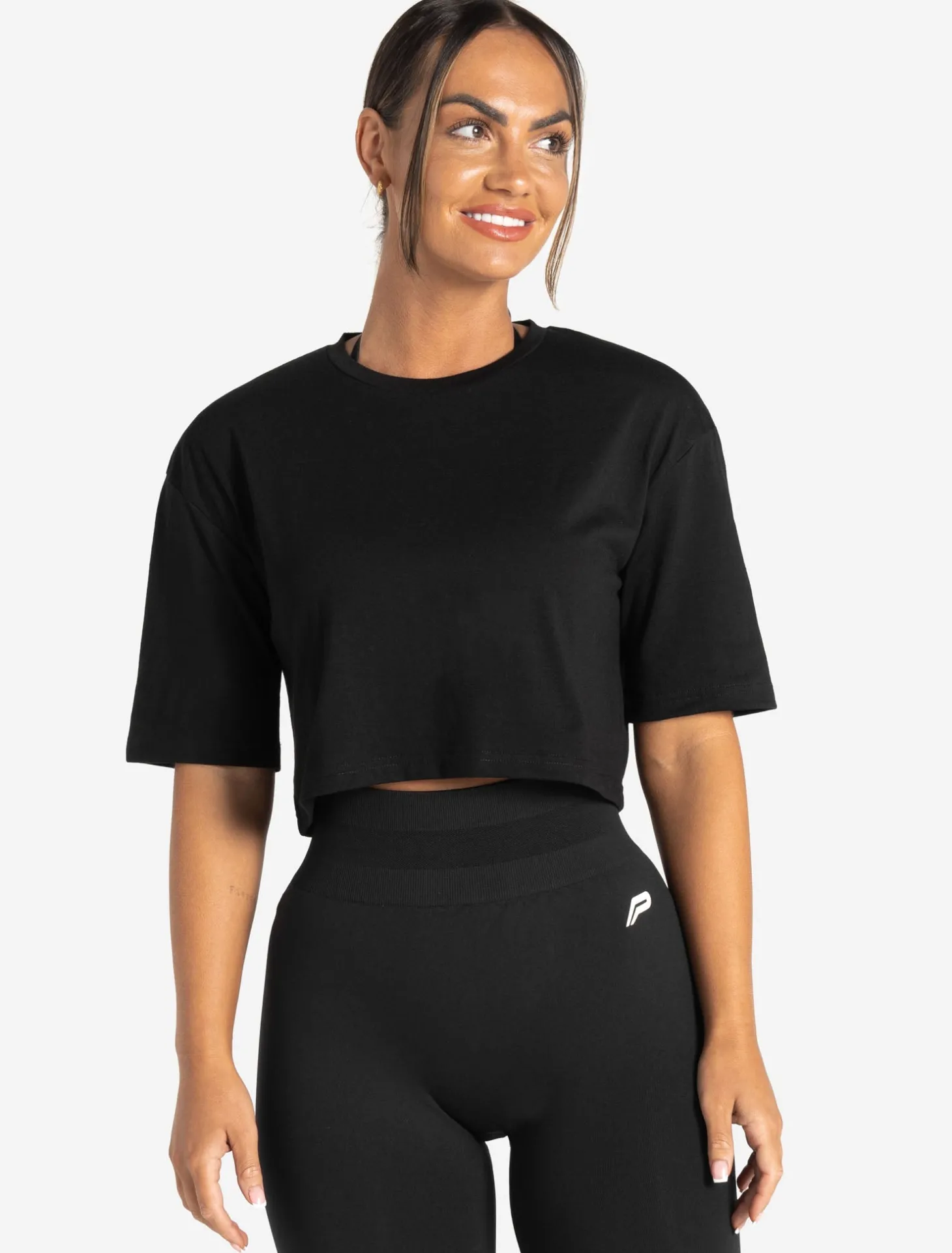 Wave Crop T-Shirt Black